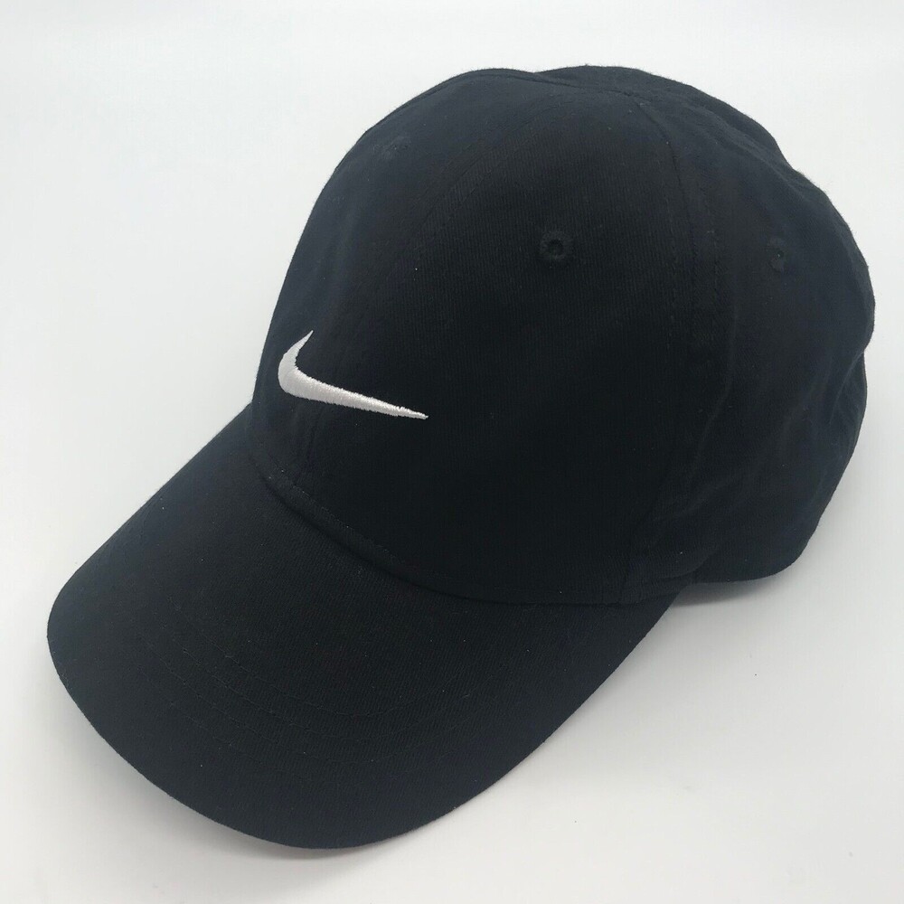 NIKE Swoosh Black Baseball Cap Just Do It Hook & Loop Running Child Infant Hat - Picture 3 of 6